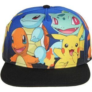 Pokemon The Original Starters Group Blue Gradient Youth Snapback Cap